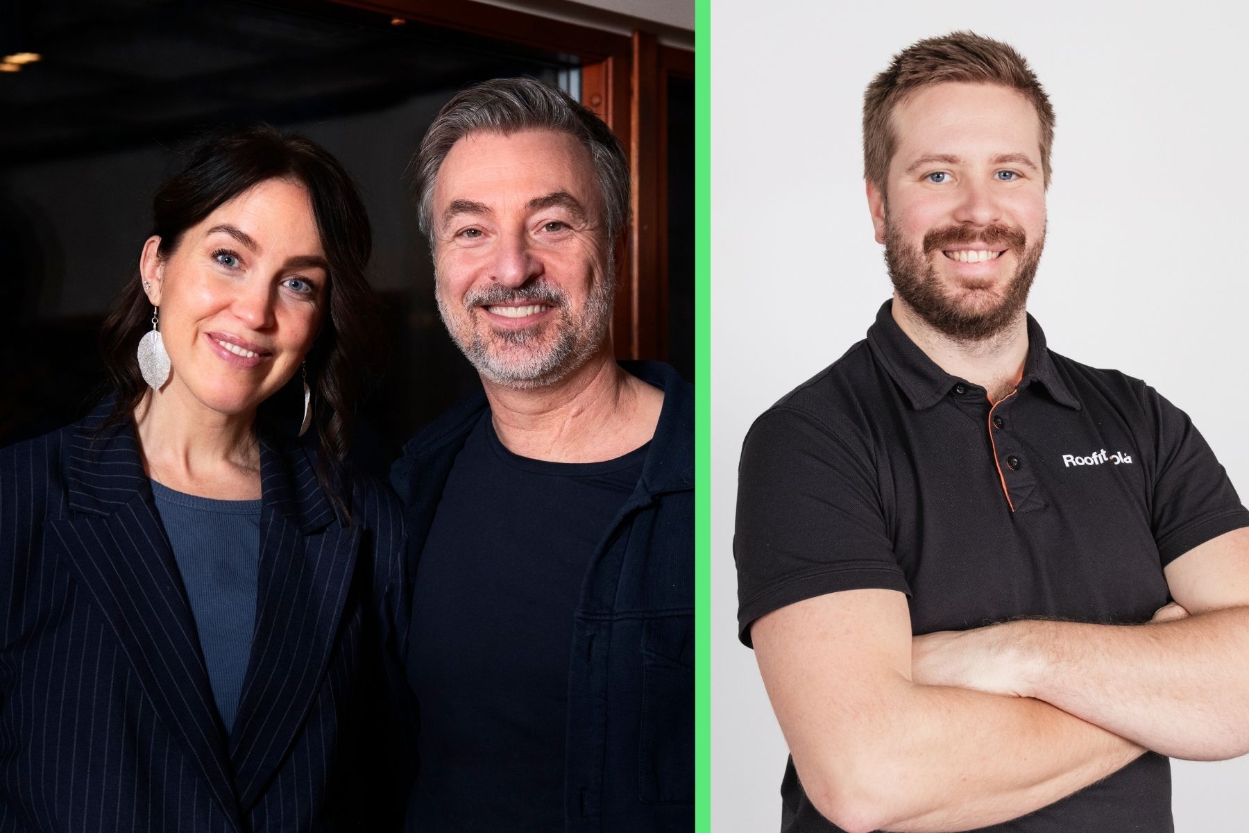 Sofia Ståhl, Tareq Taylor och Niklas Grönberg från Roofit Solar. Foto: TT/Pressbild.