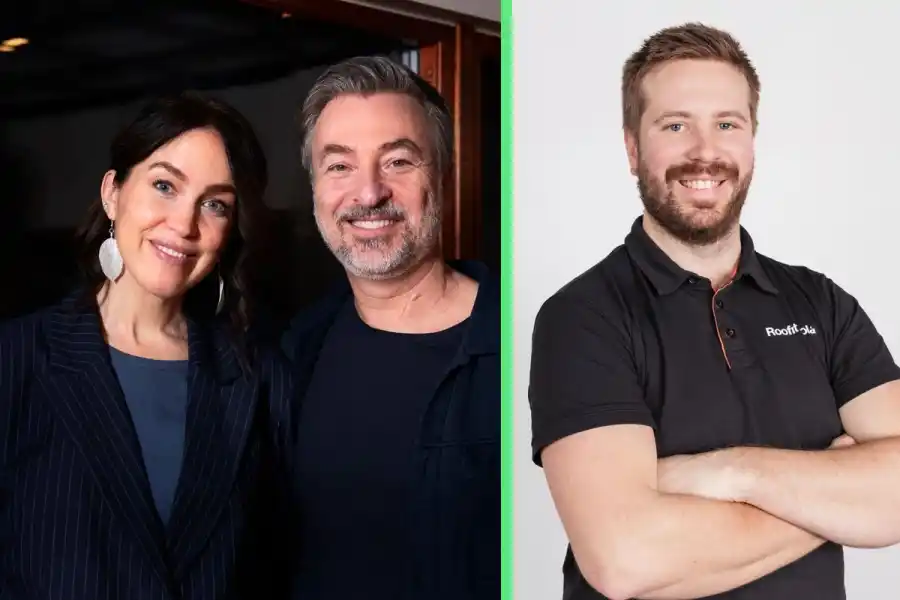 Sofia Ståhl, Tareq Taylor och Niklas Grönberg från Roofit Solar. Foto: TT/Pressbild.