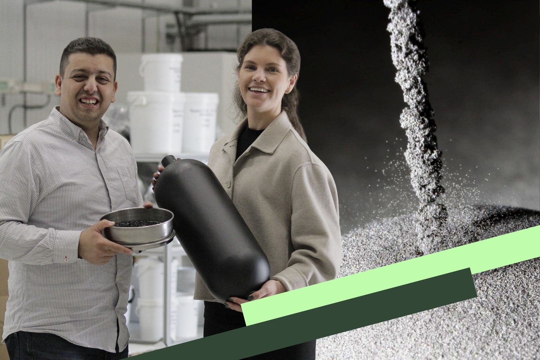 Amine Zouaui, processingenjör och Olivia Nestius, vd på Graphmatech. Foto: Press.