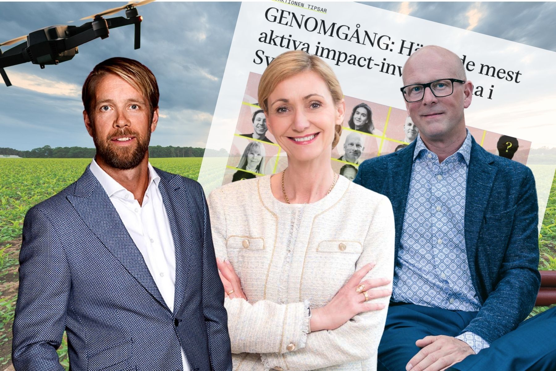 Jörgen Bodin, fondchef på Almi Invest Greentech, Lowina Lundström, vd på InnoEnergy, och Pontus Ottosson, vd på Chalmers Ventures. Foto: Pressbilder. Grafik: Impact Loop.
