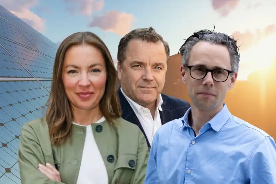 Anna Engman (Engrate), Rikard Silverfur (Fastighetsägarna) och Gustav Wenngren (Eon). Foto: Pressbilder (montage).