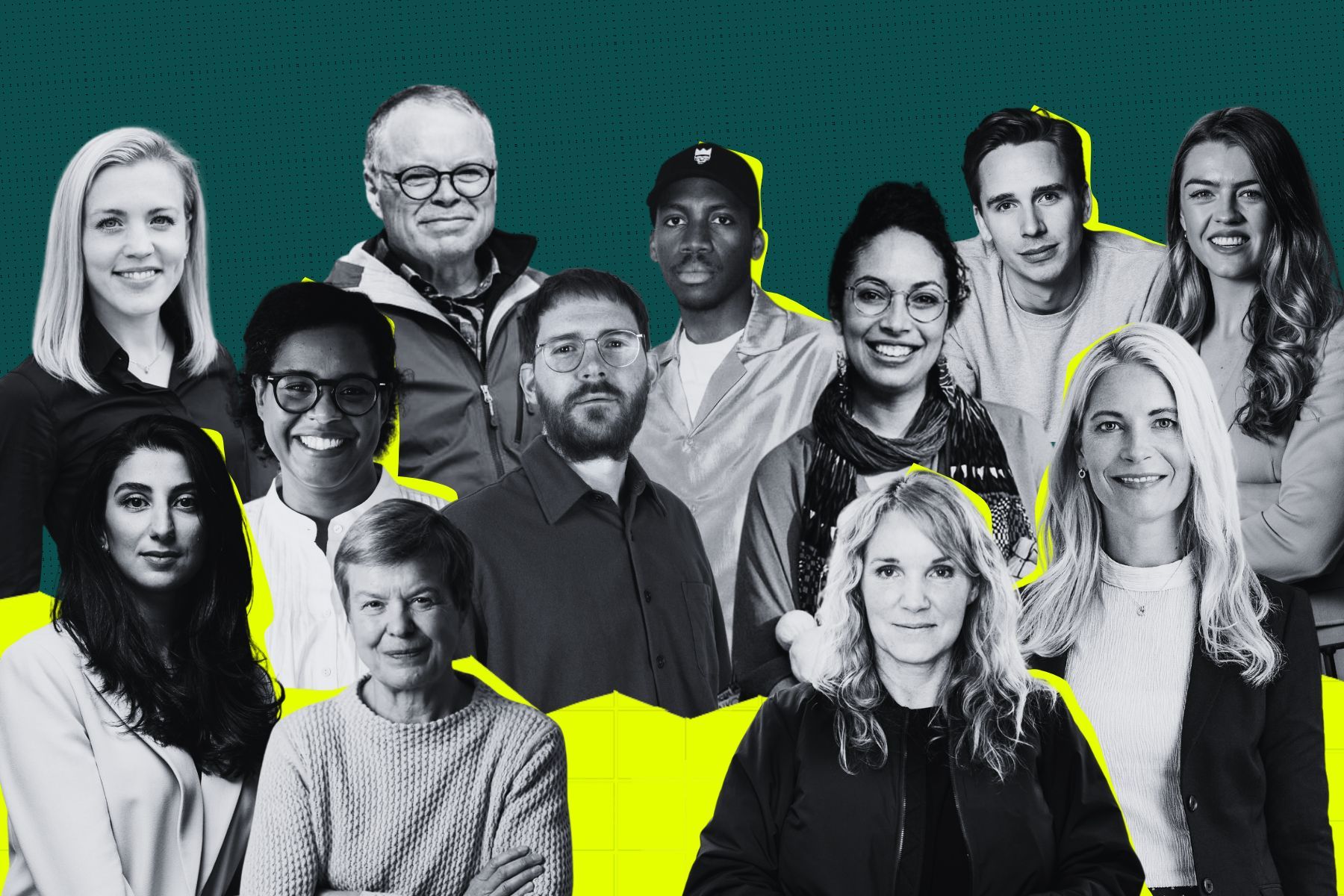 Ett gäng av de profiler som är med på listan. Grafik: Diana Demin, Impact Loop.