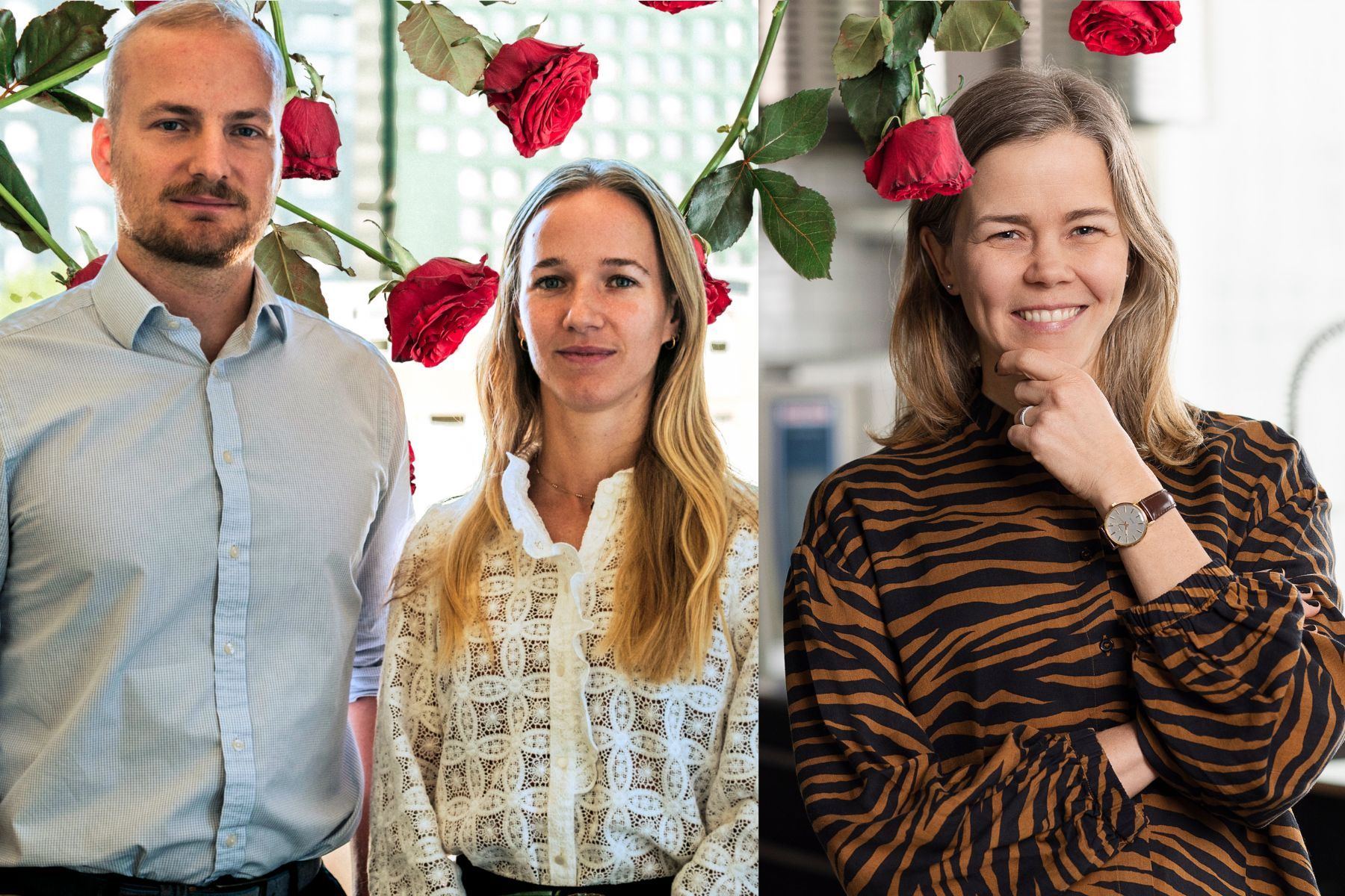Grundarna Gustaf Hemberg och Juliet Sword, bredvid Rosemari Herrero, investeringsansvarig på Pinc. Foto: Pressbilder.