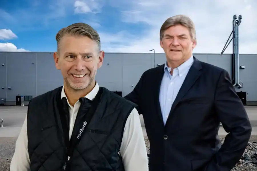 Peter Carlsson, Northvolts grundare och Dan Cook, vd på Lyten. Foto: Pressbilder. Montage: Impact Loop.