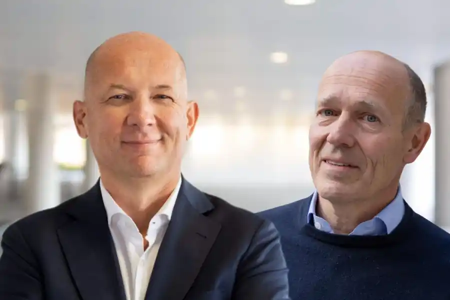 Anthony Loizeau, ny vd på Aira, och investeraren Harald Mix. Foto: Pressbild/TT (montage).