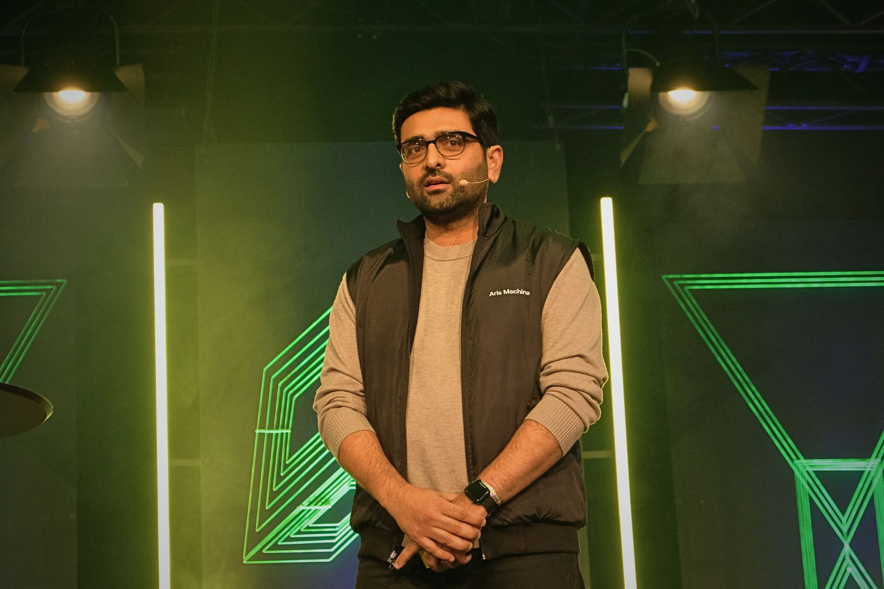 Siddharth Khullar, CEO and co-founder of Aris Machina, on stage at Slush 2025. Credit: Siôn Geschwindt for Impact Loop