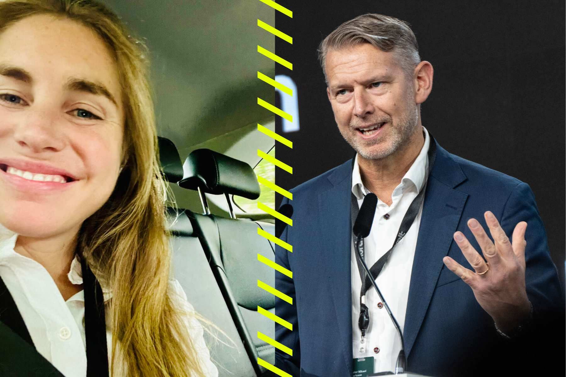 Mikaela Lundh, Northvolt i Tyskland, och Peter Carlsson, vd och grundare för Northvolt. Foto: TT