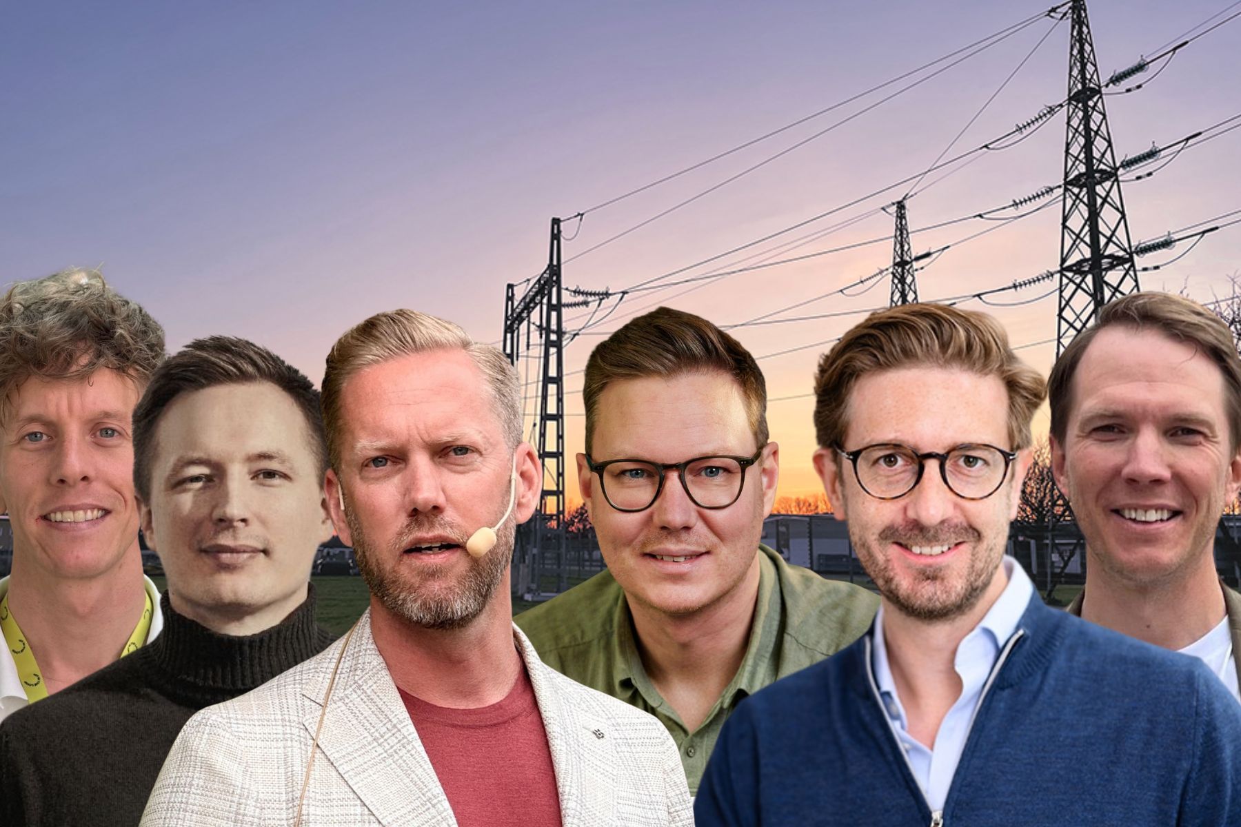 Martin Ascard (KanEL), Johan Outinen (elvy), Christian Byhmer (Byhmgard), Daniel Lindén (Tibber), mats Lindelöw (Qurrent) och Axel Holmberg (Ingrid). Pressbilder / Impact Loop / Canva (montage).