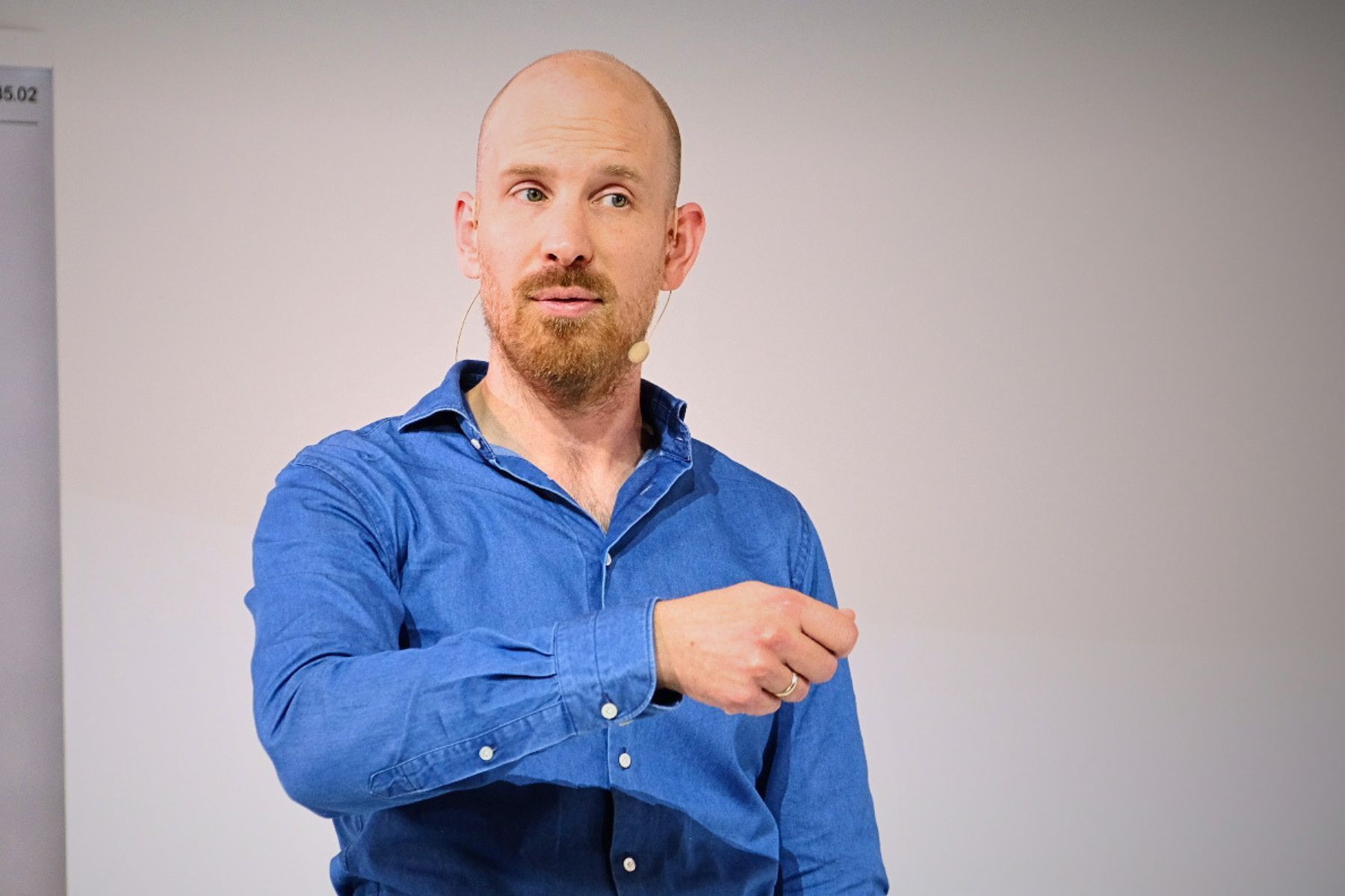 Rutger Bregman, historian, author and founder of the School for Moral Ambition, on stage at Norrsken Impact Week, Barcelona, 2026. Image credit: Siôn Lawrence-Geschwindt for Impact Loop