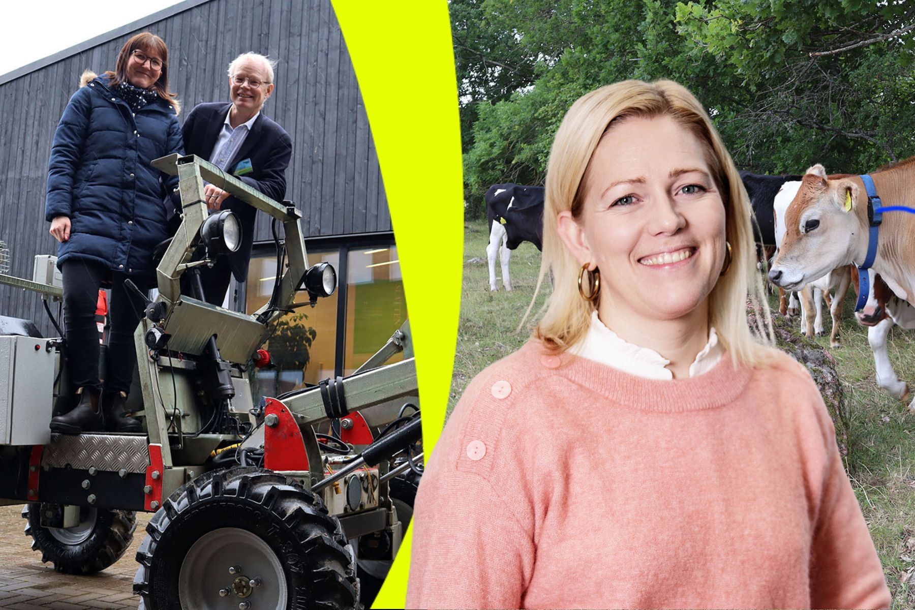 Kristiane Haug Berg, ansvarig för agrifoodtech hos den norska inkubatorn Klosser Innovasjon. Till vänster Karolina Muhrman och Per Frankelius på Agtech Sweden. Foto: Pressbilder.