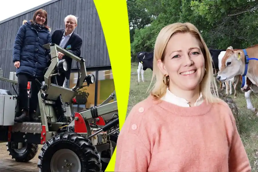 Kristiane Haug Berg, ansvarig för agrifoodtech hos den norska inkubatorn Klosser Innovasjon. Till vänster Karolina Muhrman och Per Frankelius på Agtech Sweden. Foto: Pressbilder.