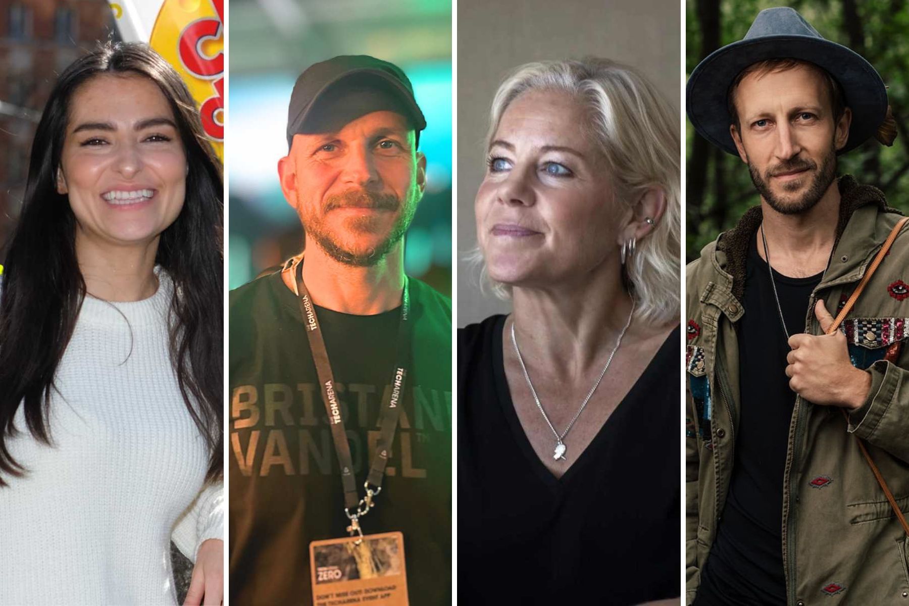 Berfin Roza Mert, grundare av Bower, Gustaf Skarsgård, skådespelare, Susanna Campbell, medgrundare Syre och Nils von Heijne, näringslivsshaman.