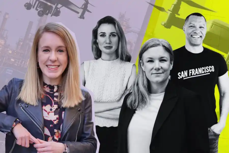 Reporter Maddy Savage, Robina von Stein (Contrarian Ventures), Martina Hegestig (LEAD) and Stephen Lee (San Francisco). Photos: press and collage by Impact Loop