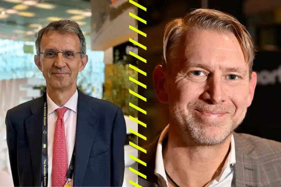 Diego Pavía, vd för EIT InnoEnergy (foto Camilla Bergman, Impact Loop) och Peter Carlsson (foto TT).