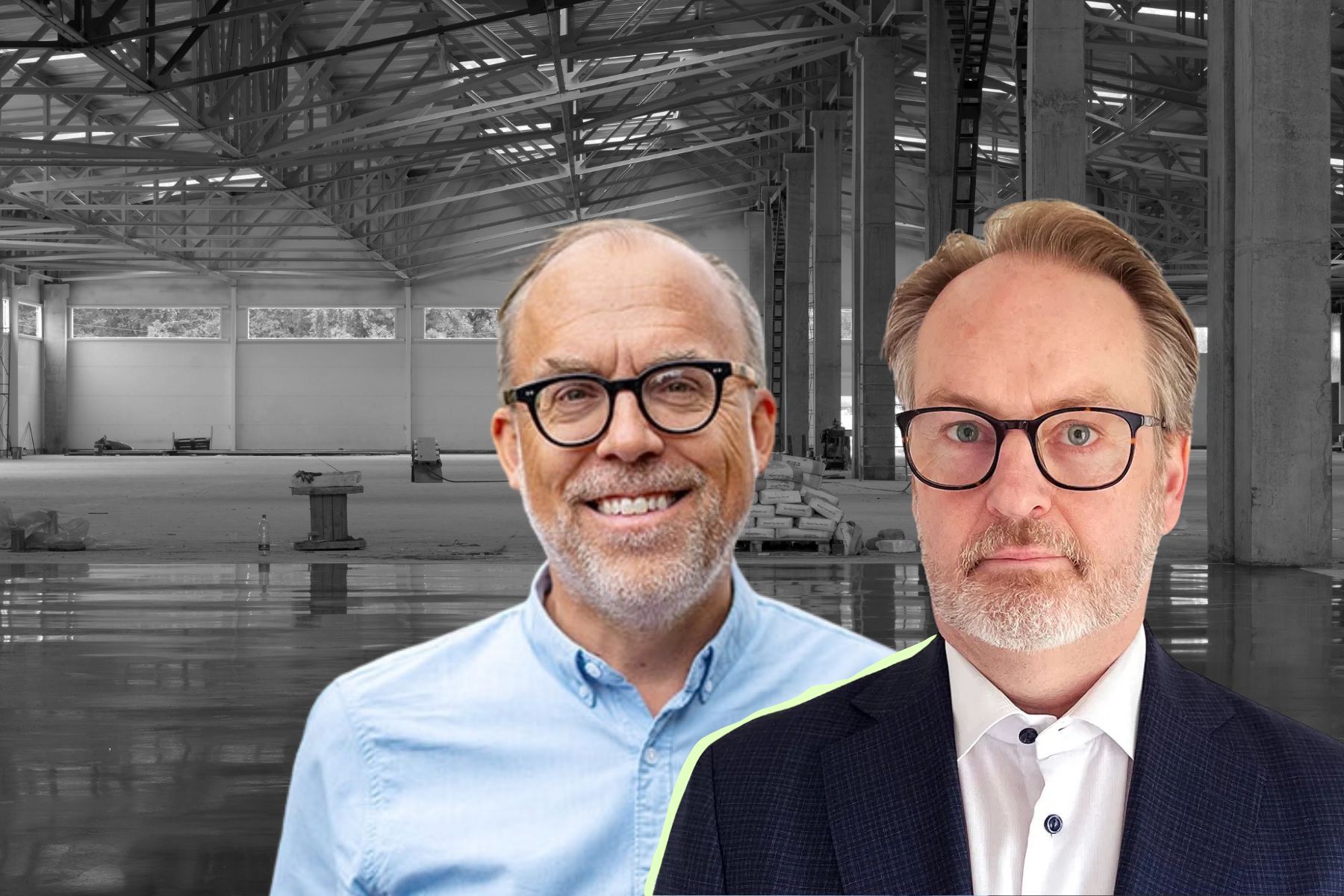 Sven Rydell, näringslivschef Jönköpings kommun, och Magnus Pettersson, chef för industri- och logistikuthyrning, Jones Lang LaSalle. Foto: pressbilder / Canva (montage)