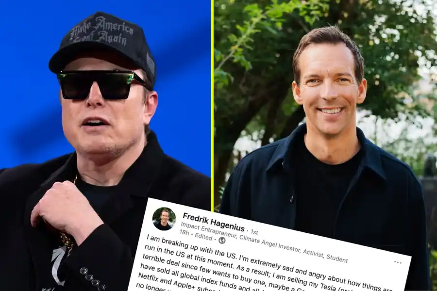 Teslas grundare Elon Musk (foto: TT) och Fredrik Hagenius, klimatinvesterare (foto: Minna Ýr).
