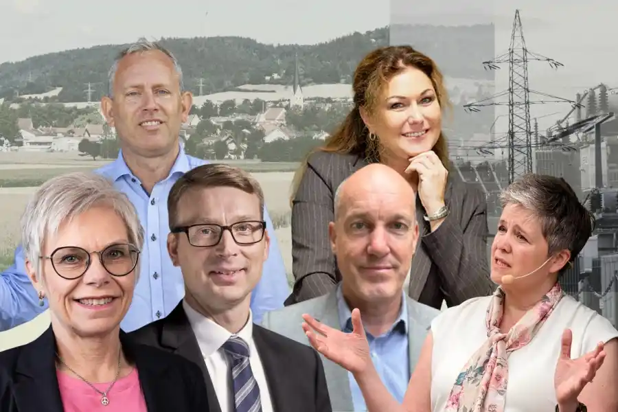 Pia Brühl Hjort (Trollhättan energi), Jens Nordberg (Varberg energi), Joachim Nordin (Skellefteå kraft), Christian Wiström (Borgholm energi), Linda Lejderud (Sundsvall energi) och Carolin Bertlin (Nordion). Pressfoton och collage av Energy Loop.