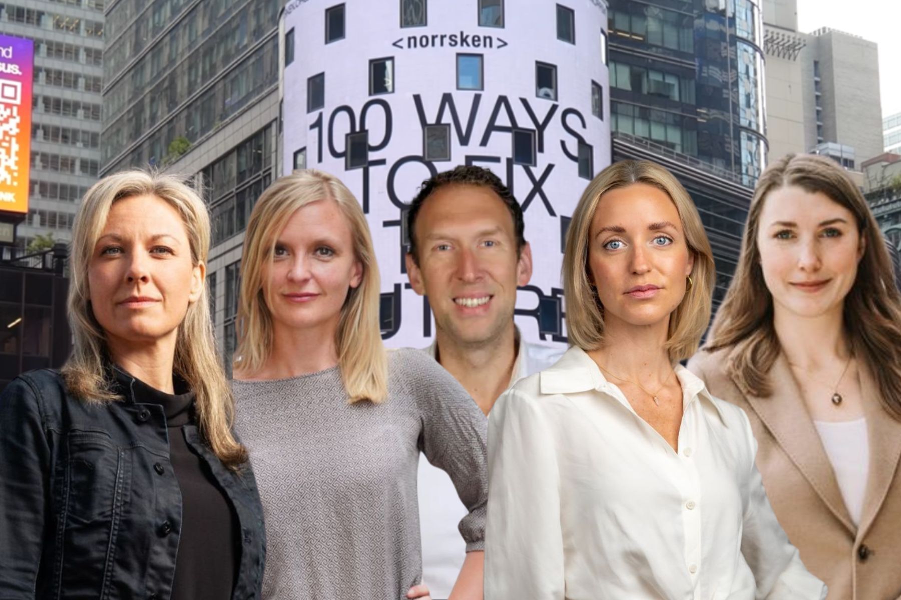 Maria-Lina Hedlund, Sara Kappelmark, Jacob Stedman, Elin Mårtensson och Caroline Walerud. Foto: Pressbilder (montage).