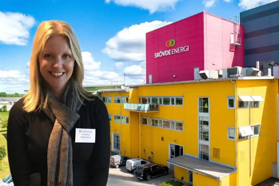 Noona Grönlund, tillförordnad vd på Skövde Energi. Foto: Linkedin / Pressbild (montage).