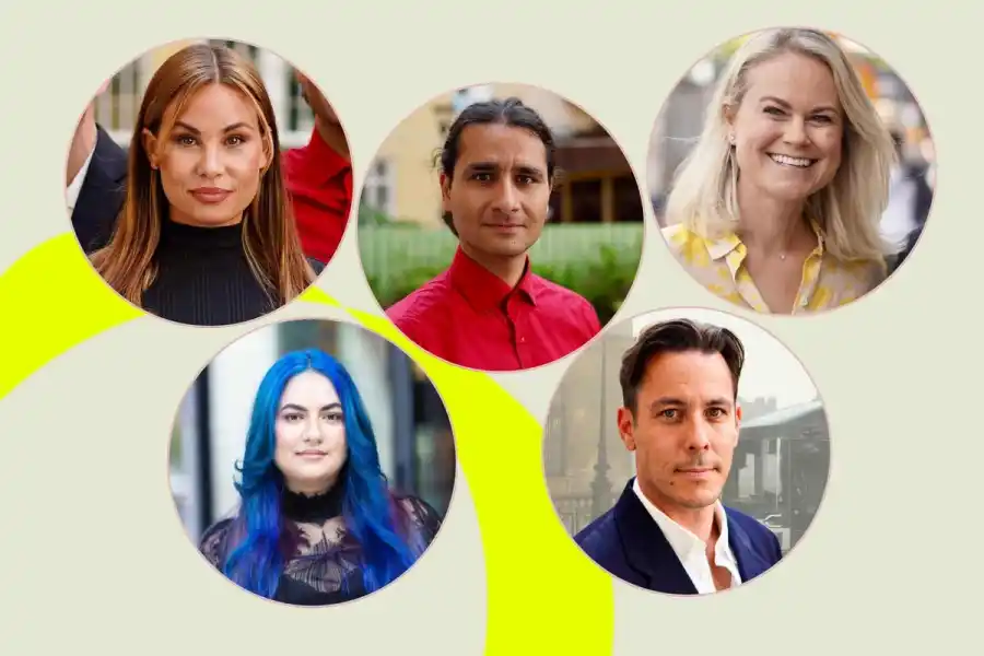 Emelina Seppänen, Jan Ahmadi, Camilla Bergman, Diana Demin och Rikard Rosell på Impact Loop.