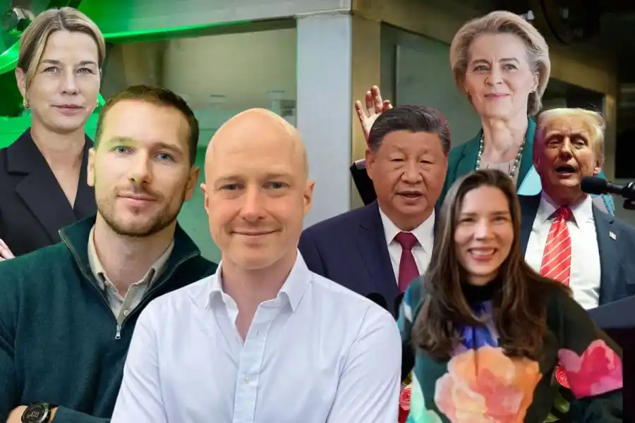 Lena Sellgren, Adam Podgórski, Jakob Way, Xi Jinping, Ursula vad der Leyen, Kristina Nyström och Donald Trump. Foto: Daniel Ivarsson / TT / pressbilder.