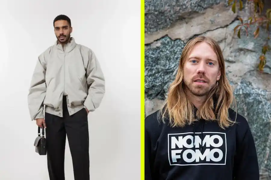 Doji-grundaren Dorian Dargans digitala tvilling och Nicklas Hermansson, trendanalytikern bakom nyhetsbrevet Nomofomo. Foto: pressbilder.