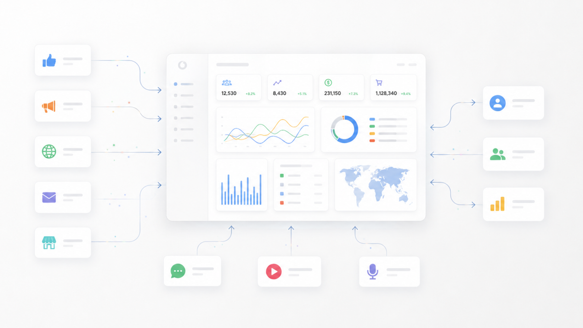 Illustration zur Data-Analytics-Plattform für lokale Retail-Steuerung