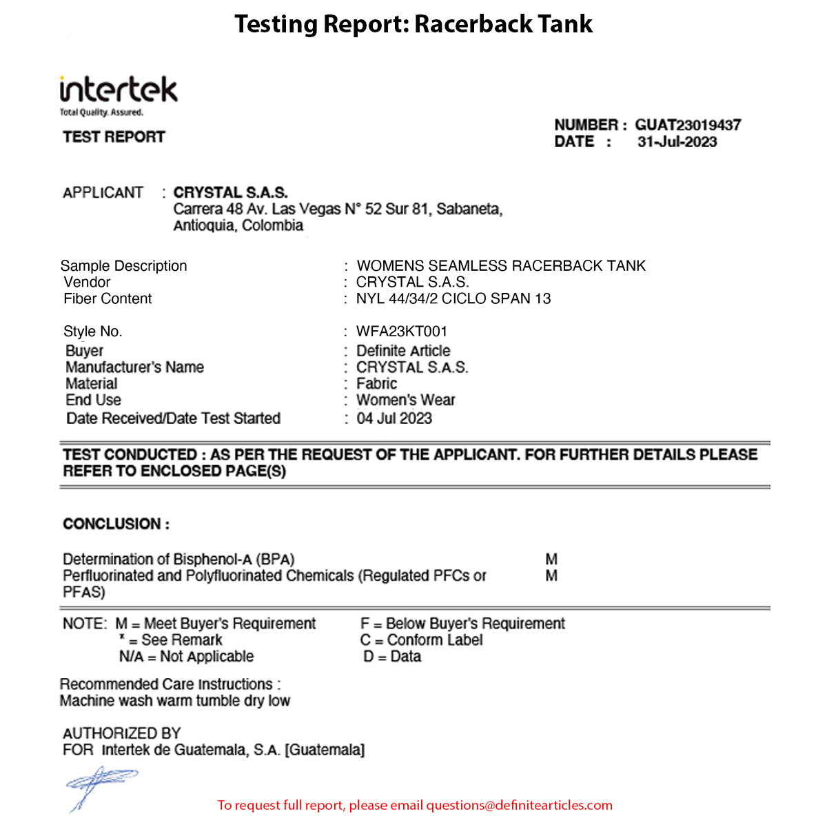 BPA + PFAS Testing Report