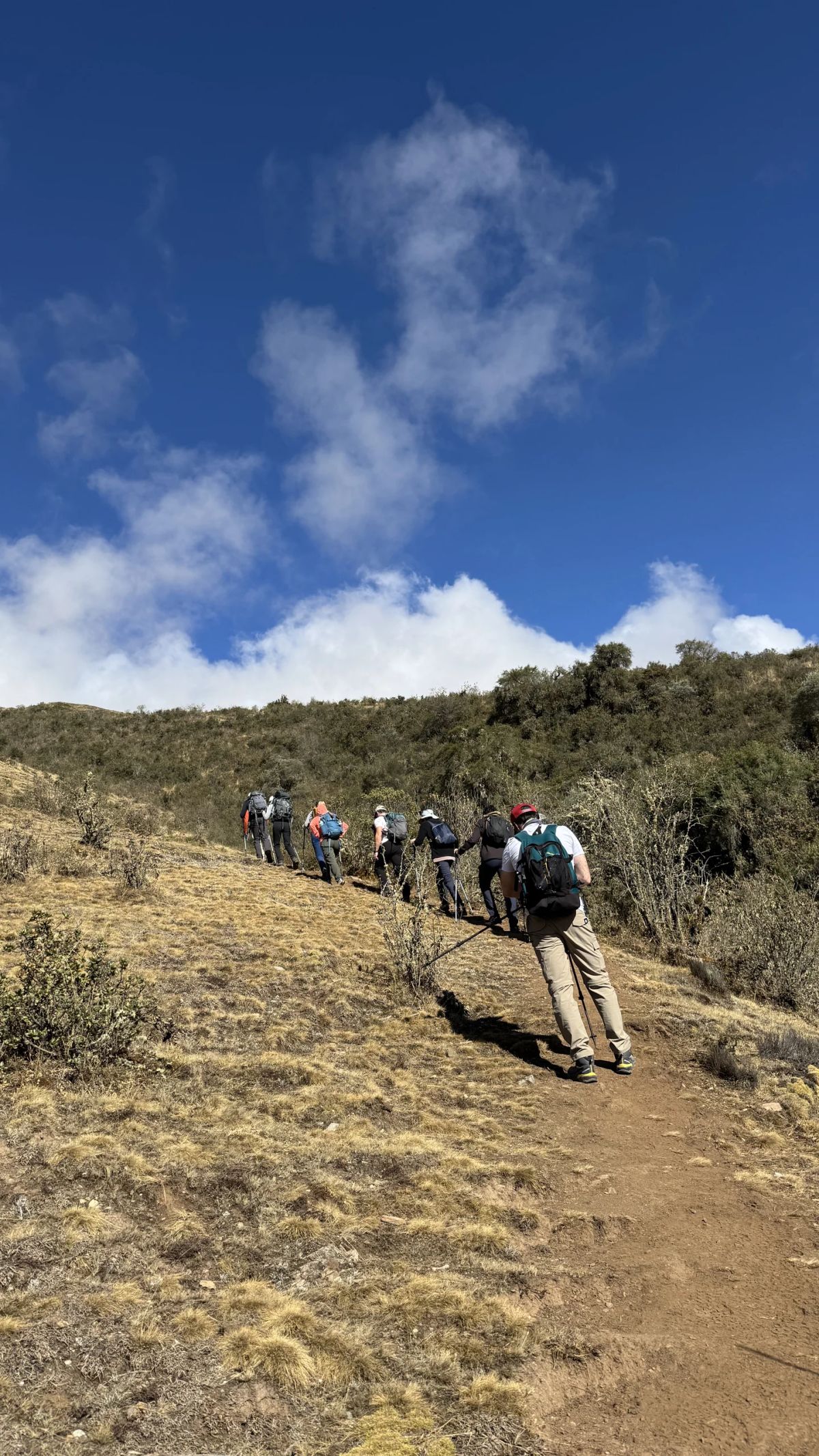 El grupo de Mons subiendo el sendero en la primera jornada del trekking de Salkantay