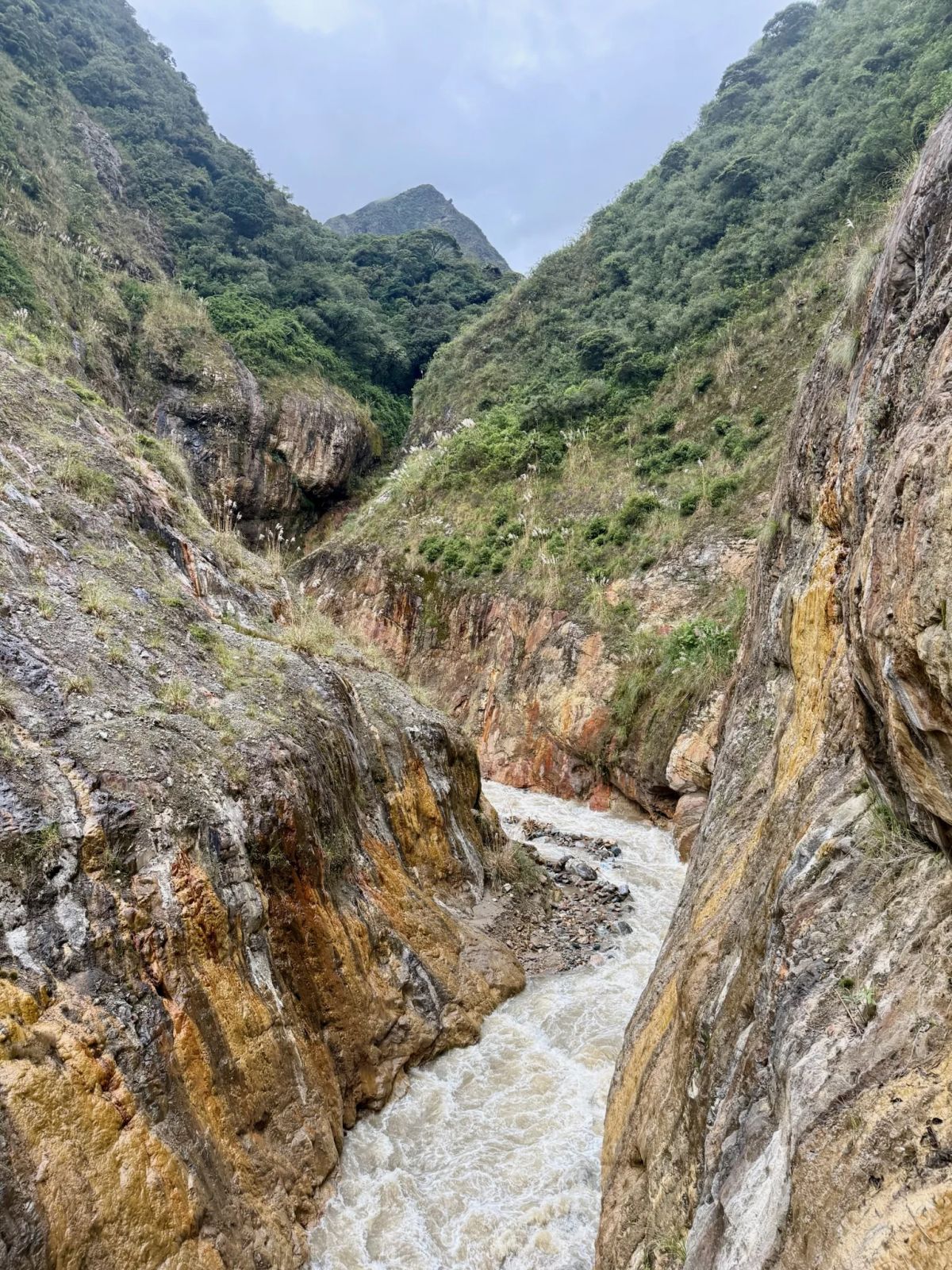 El cañón del río en el descenso hacia la selva de montaña de Cusco