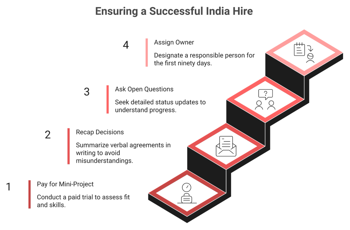 Four ascending steps to retain an India hire from paid mini-project to a named ninety-day owner