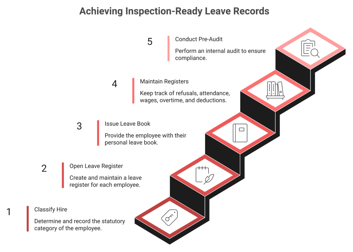 Five ascending steps to inspection-ready Madhya Pradesh leave records and statutory registers