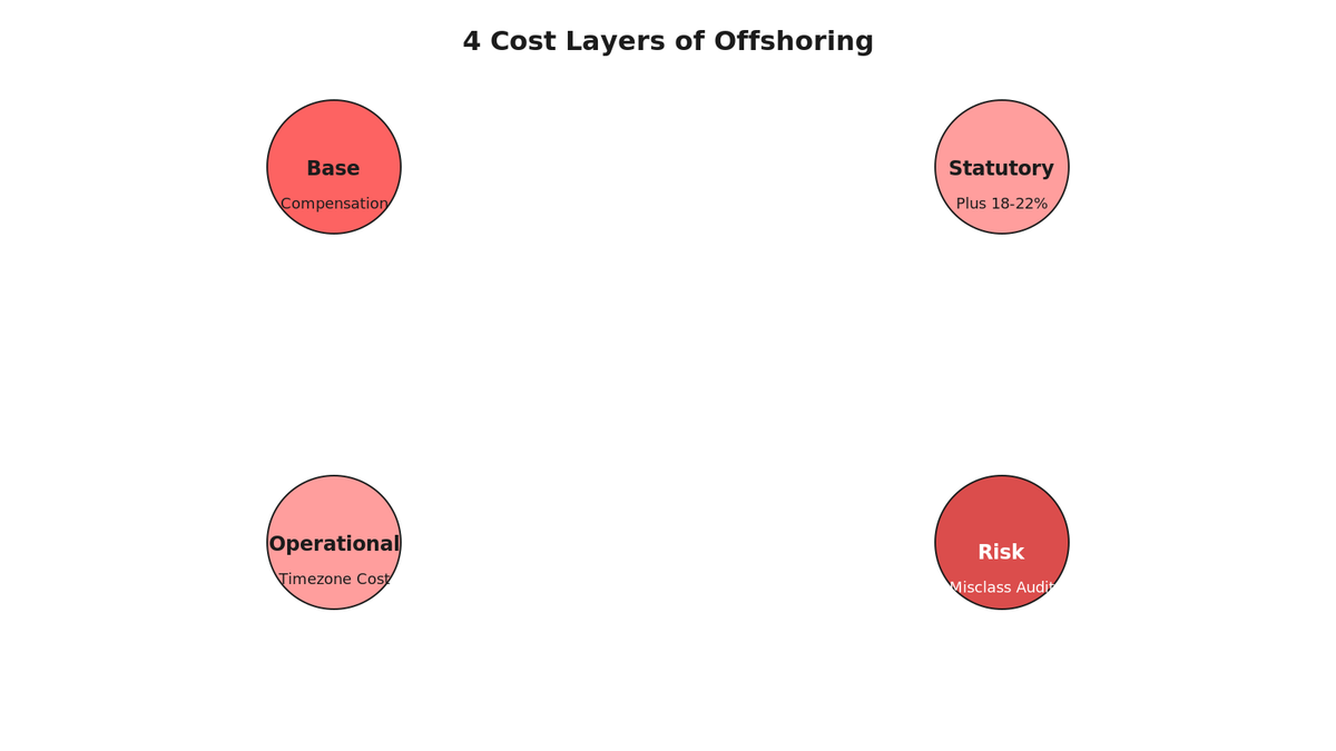 Isometric tiers diagram comparing white-label EOR, RPO, and ATS models with three distinct stacked boxes labeled Employed, Recruited, and Software in coral, peach, and cream