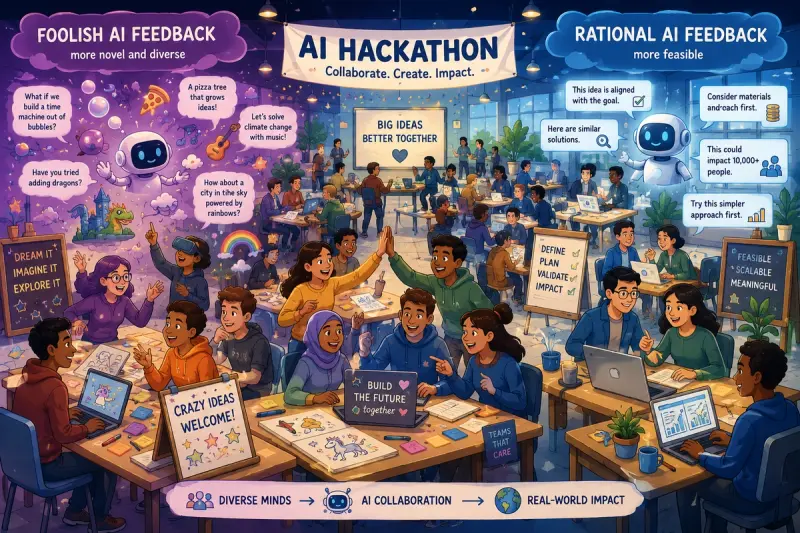 "Foolish" AI Feedback Drives Innovation by Flagging What Already Exists