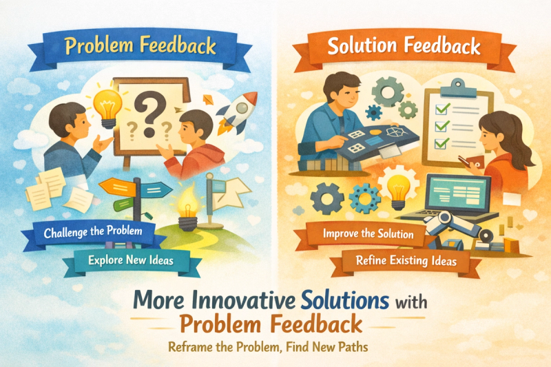 How Problem Feedback Drives Innovation through Search Discontinuity