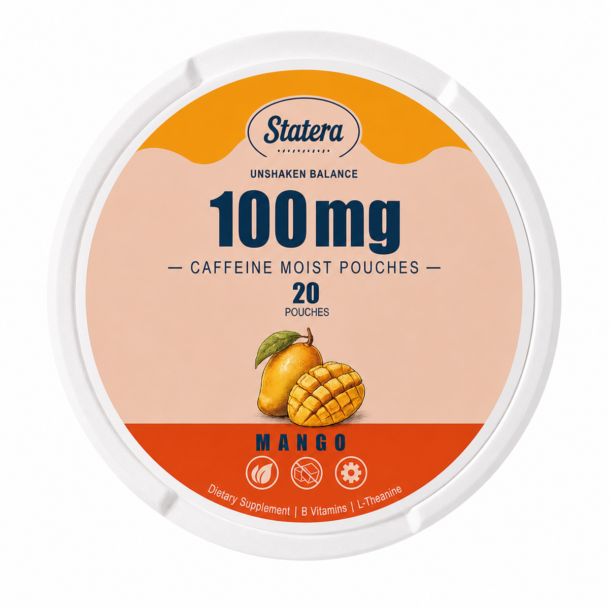 STATERA Mango 100mg caffeine pouches, 20 pouch can