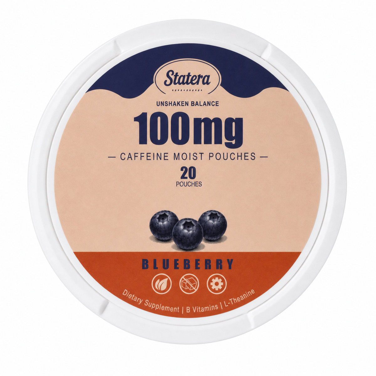 STATERA Blueberry 100mg caffeine pouches, 20 pouch can
