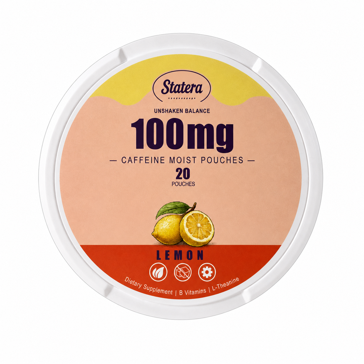 STATERA Lemon 100mg caffeine pouches, 20 pouch can