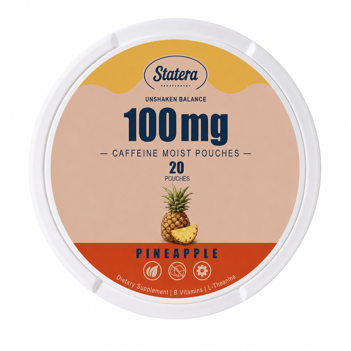 STATERA Pineapple 100mg caffeine pouches, 20 pouch can