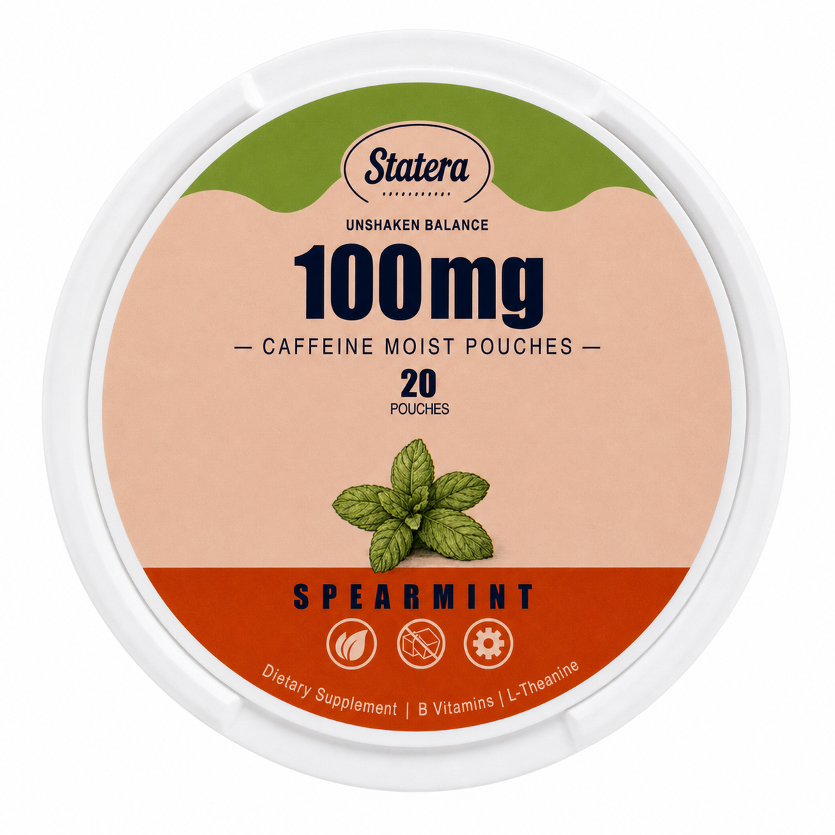 STATERA Spearmint 100mg caffeine pouches, 20 pouch can