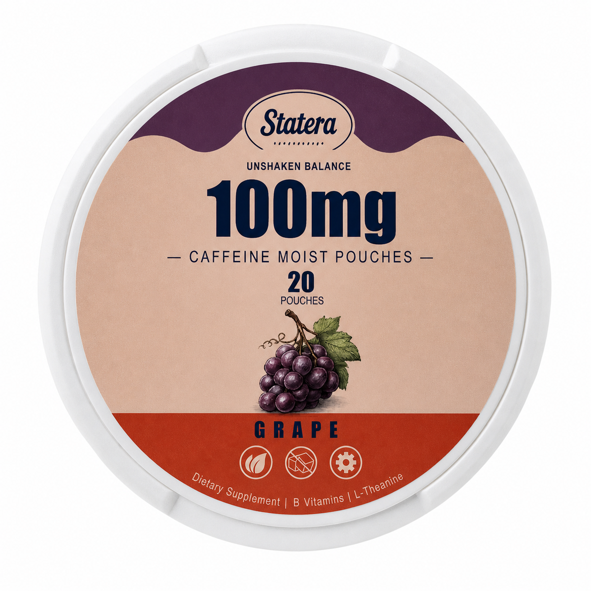 STATERA Grape 100mg caffeine pouches, 20 pouch can