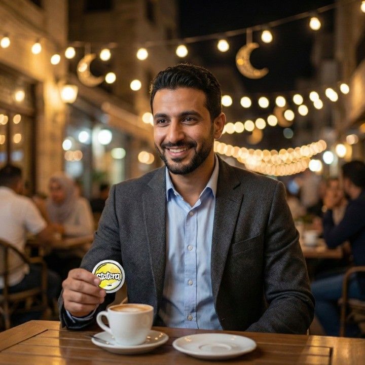 Man enjoying Ramadan night out with STATERA energy pouches