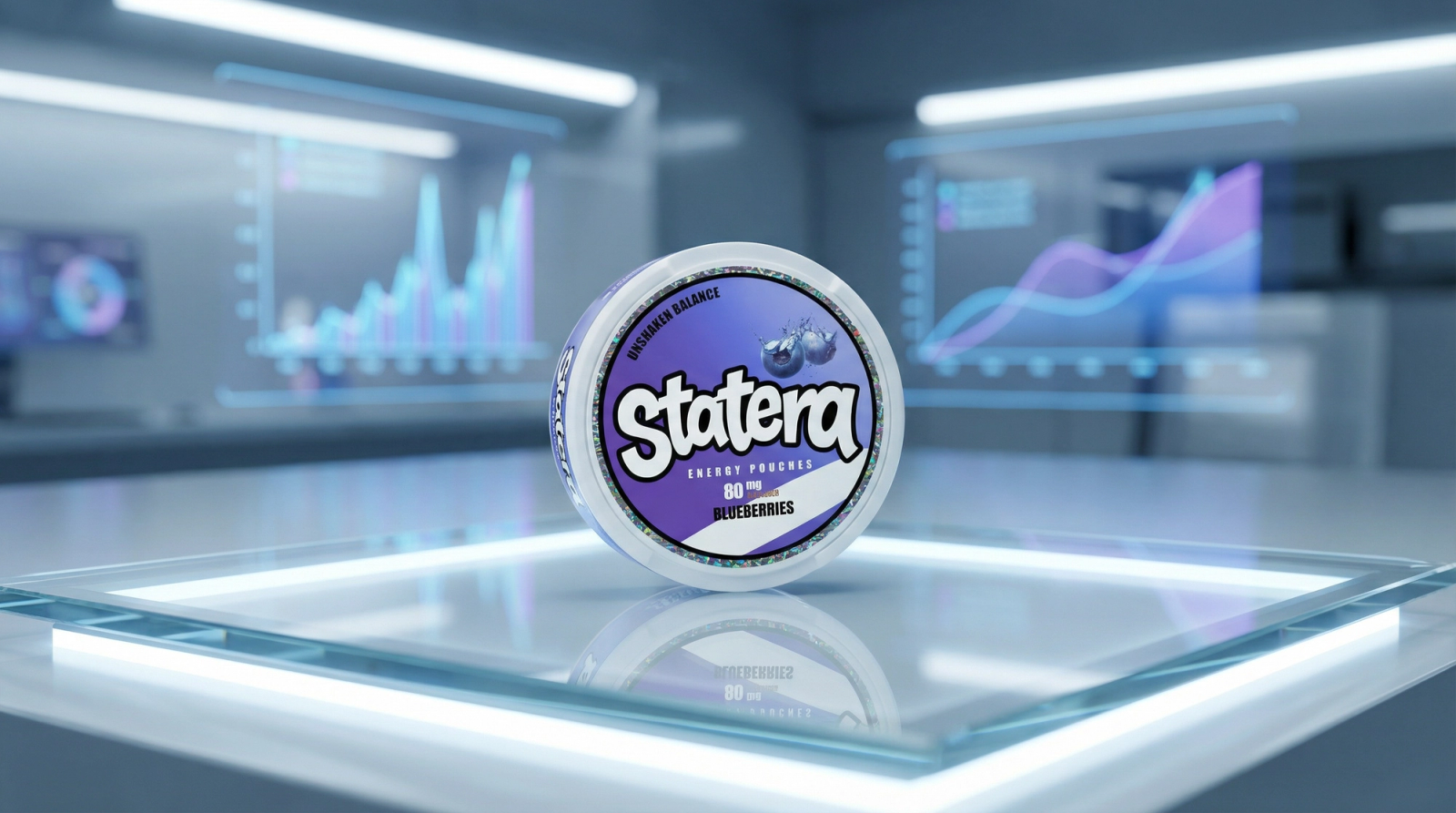 STATERA science-backed caffeine pouch on technical display