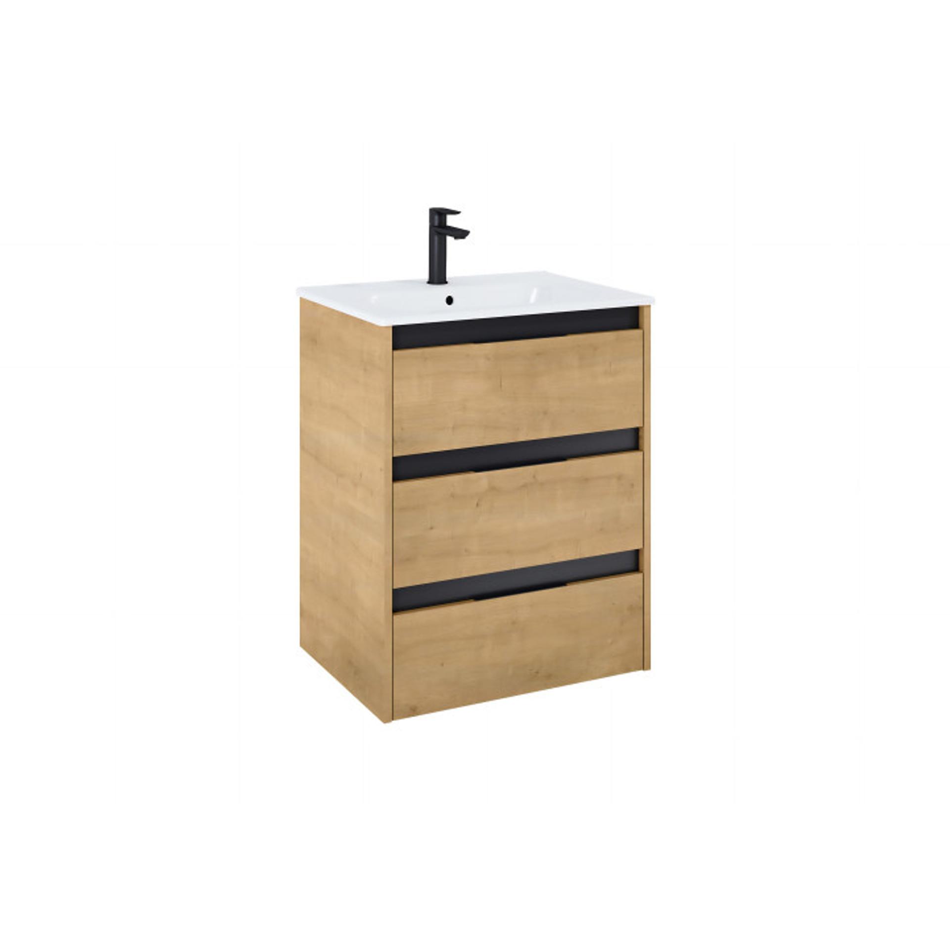 ROCA Базов модул Unik Alpine с 3 чекмеджета и умивалник, 605 х 460 х 760 mm, Light oak
