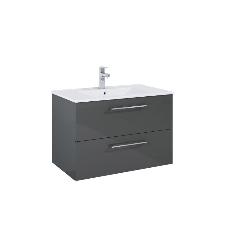 ROCA Шкаф за баня Unik Roma Plus, 815 x 465 mm с 2 чекмеджета и умивалник (A857950153 + A3272A4000) антрацит, гланц