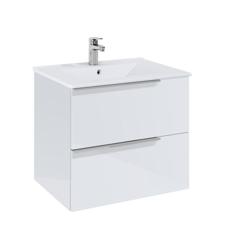 ROCA Шкаф 600 mm, Elegant plus бял гланц с 2 чекмеджета и умивалник