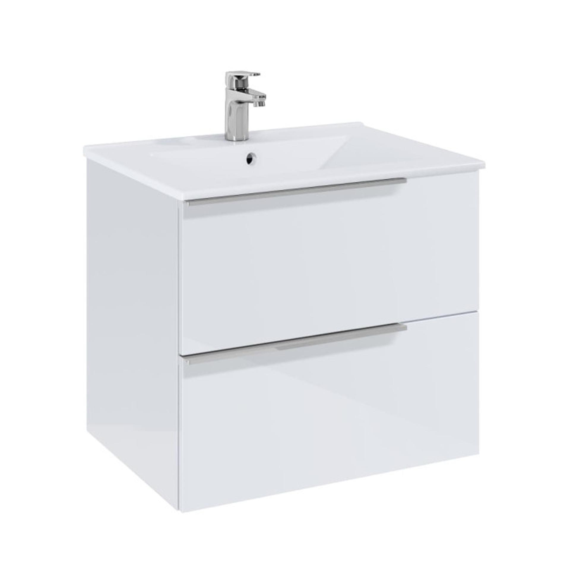 ROCA Шкаф 600 mm, Elegant plus бял гланц с 2 чекмеджета и умивалник