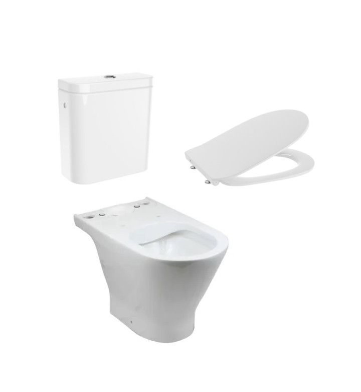 ROCA Моноблок The Gap Round Rimless + седалка и капак със забавено падане, Slim, странично захранване