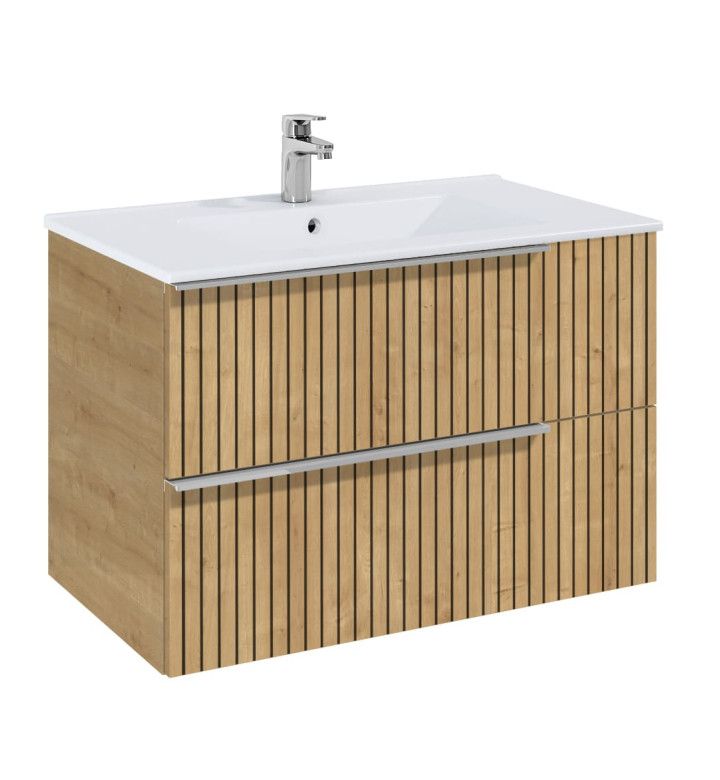 ROCA Шкаф 800 mm, Elegant plus light oak structure с 2 чекмеджета и умивалник