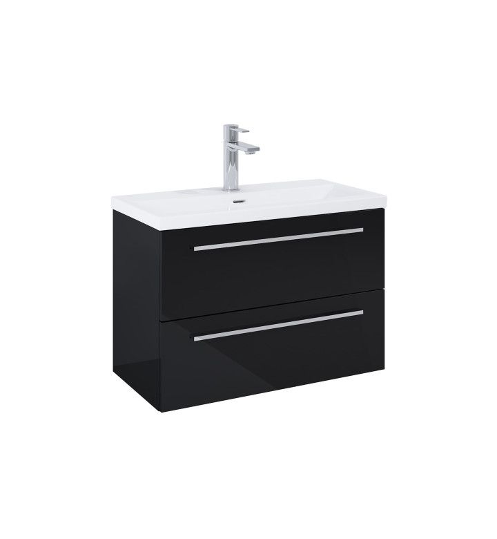 ROCA Шкаф Kwadro Glossy black, 815 х 395 mm, база с две чекмеджета и умивалник